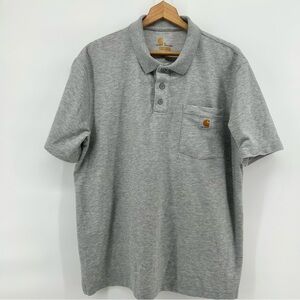 Carhartt Light Gray Polo Shirt Men Size Large Original Fit Short Sleeve